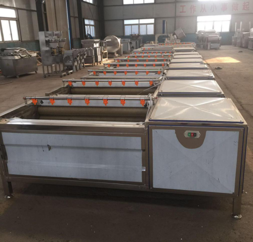 High Speed Production Line of Fruit and Vegetable Roller Washing Machine Potato Cleaning Peeling Machine